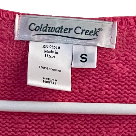 Coldwater Creek V Neck 100% Cotton Pink Sweater Women's Size Small - Picture 3 of 5